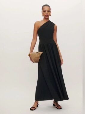 Reformation Celestina Dress - One-Shoulder Black Maxi Dress NWT